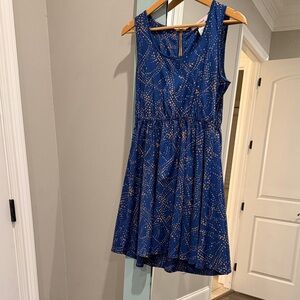 Rosebud Navy Dress with Gold Patterns